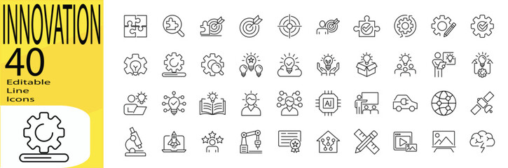 Innovation icon set. Editable stroke. © dara