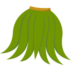 Obraz premium Green grass hula skirt, vector flat illustration of hawaiian costume for summer beach party design
