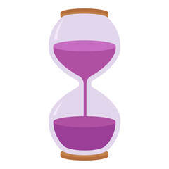 Sand hourglass timer purple, vector flat illustration of halloween magic for spooky design © designspace