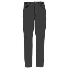 Naklejka premium Dark blue jeans denim pants, vector hand drawn illustration of autumn fashion clothing for cozy design