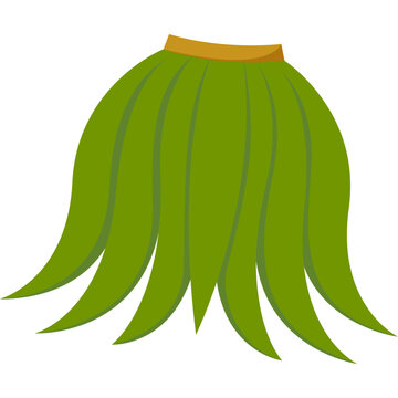 Green grass hula skirt, vector flat illustration of hawaiian costume for summer beach party design