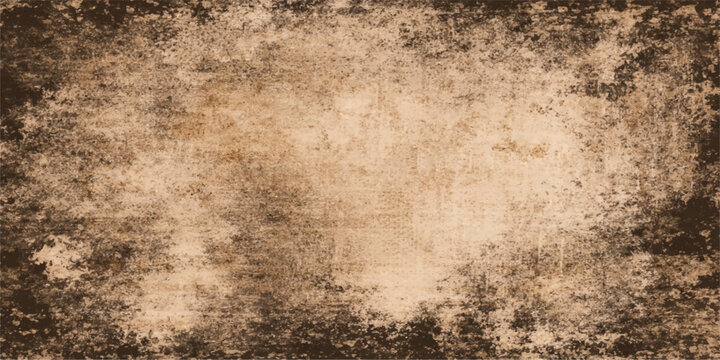 A worn vintage parchment with a stained brown grunge texture creates an aged antique paper backdrop for a blank retro design pattern