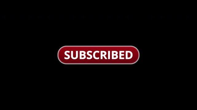 Subscribe Button Click Animation with Hand Cursor and Splash Effect Alpha Background 4K