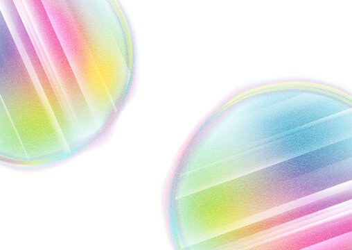 Abstract iridescent holographic circles with lines and grainy texture on white background. Grunge vector illustration for modern designs and banners