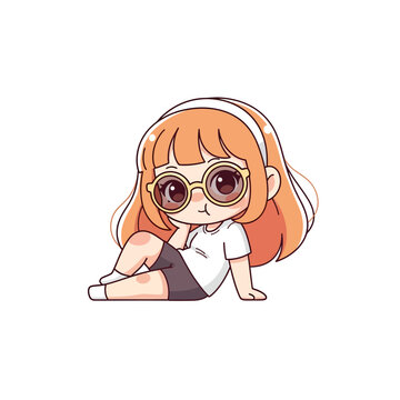 Cute little girl with glasses.