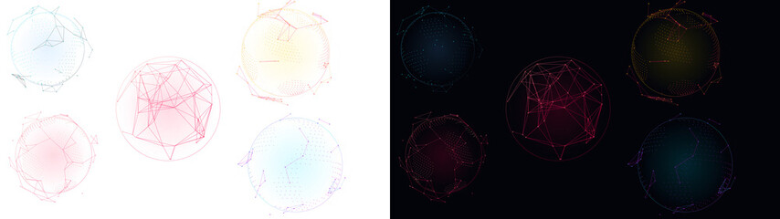 Abstract glowing energy spheres set, ethereal light orb collection in neon colors, magic aura circle elements for digital art and gaming overlays © TASNIMULHASSAN