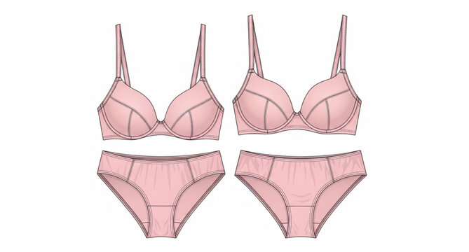 Premium bra and panties lace detail realistic vector illustration isolated on white background