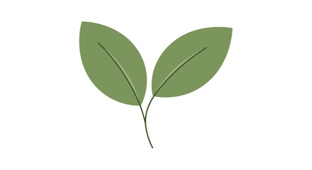 Fototapeta premium Minimalist green sprout icon featuring two leaves on a central stem, symbolizing growth, sustainability, and environmental awareness.