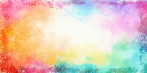 Vibrant abstract watercolor background featuring colorful splashes and artistic paint textures on vintage paper with a pastel rainbow design ©  Galaxy Lover