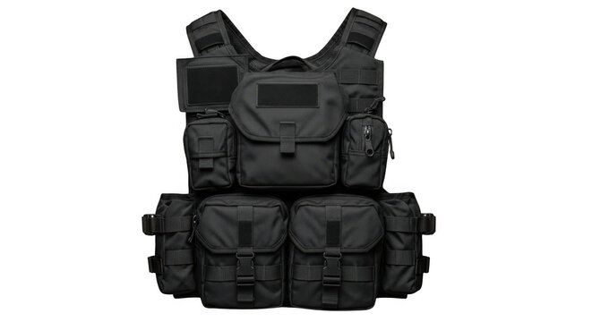 Black tactical vest with pouches