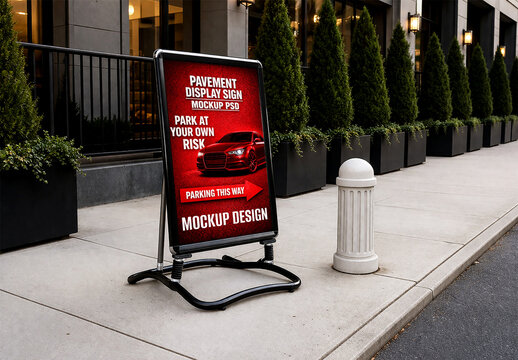 Pavement Sign Mockup for Outdoor Advertising Display