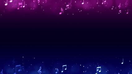 music note and shiny glittering blue pink stars border frame , musical concert and party social media and story background © AIDIN