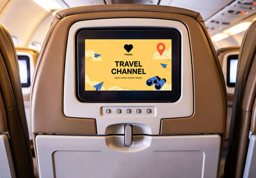Realistic Airplane Seat Screen Mockup