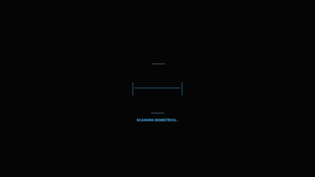 Minimalist biometric facial recognition icon, digital security face scan scanning process on dark background, cyber protection technology concept