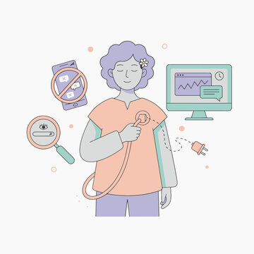 Digital Detox Concept with Woman Unplugging from Technology Devices