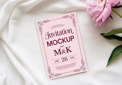 Realistic Wedding Invitation Mockup