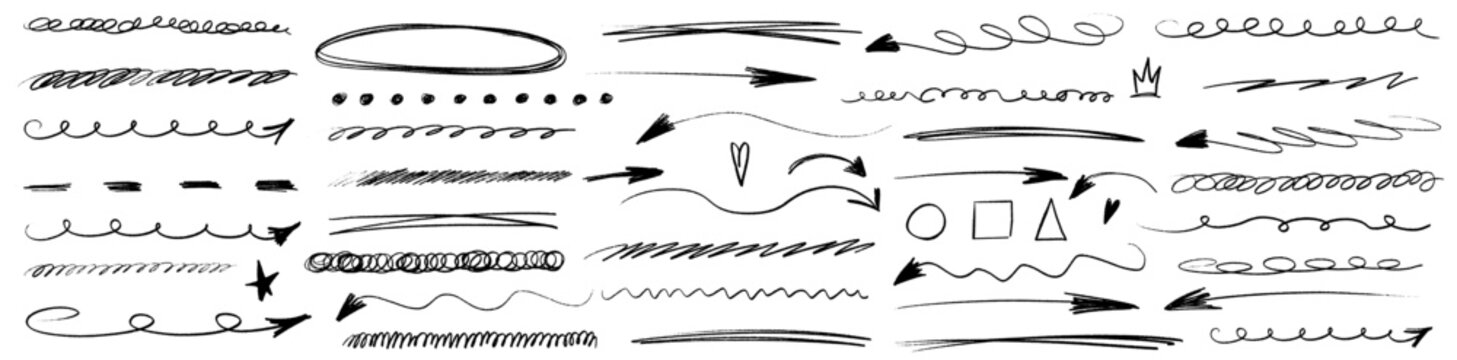 Rough graphic line with chalk dust and crayon grain, highlight guiding attention as an arrow repeats.