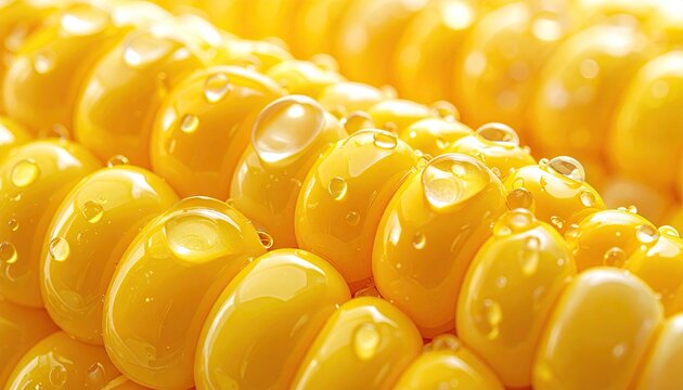 Close-up of yellow corn kernels with water droplets (1)