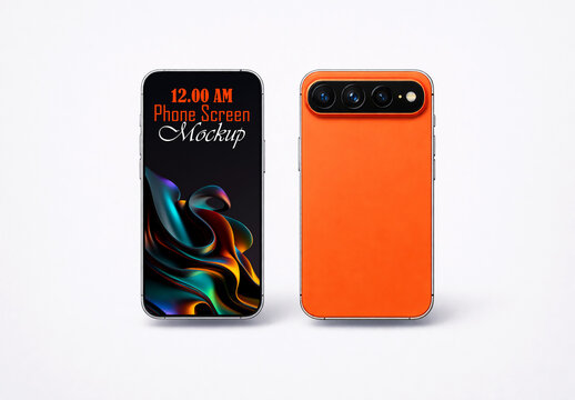 Smartphone mockup template with front and back view display