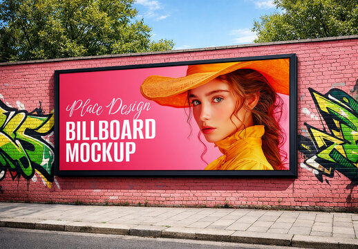Street Billboard Mockup with Vibrant Fashion Portrait
