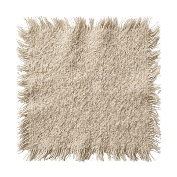 Beige shaggy wool fabric swatch with frayed edges