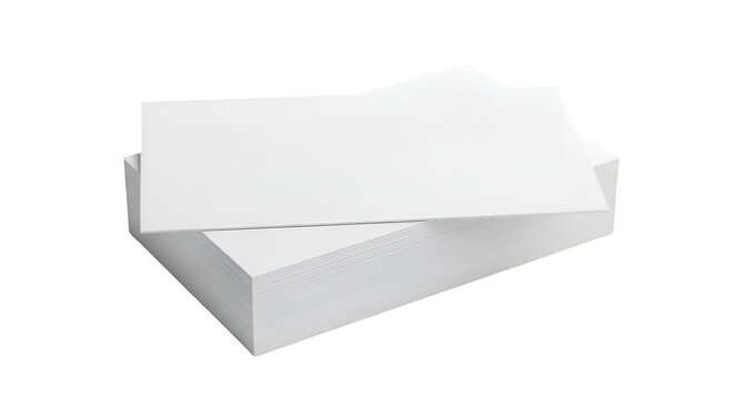 Stack of white paper envelopes top view isolated on black background clean office stationery