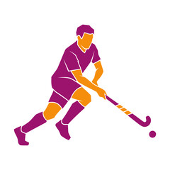 Fototapeta premium Field Hockey Player Action Silhouette Graphic.