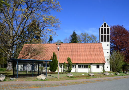 Peace Church in Spring in Unterl&uuml;&szlig;, Lower Saxony