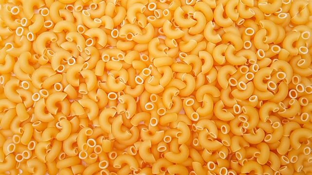 Elbow Macaroni Pasta Rotating Background, Uncooked Elbow Macaroni Pasta Ingredient, Food Background