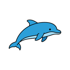 Fototapeta premium Flat design icon of a dolphin, representing marine life, ocean animals, intelligence, and aquatic nature.