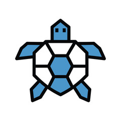 Obraz premium Flat design turtle icon, representing marine life, ocean conservation, and wildlife.