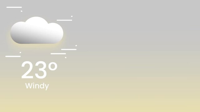 A sandy beige windy weather widget displaying twenty one degrees Celsius with a cloud wind icon and label on a warm light tan gradient background