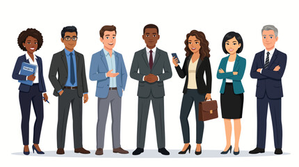 Obraz premium Diverse group of business professionals standing together in a modern office setting