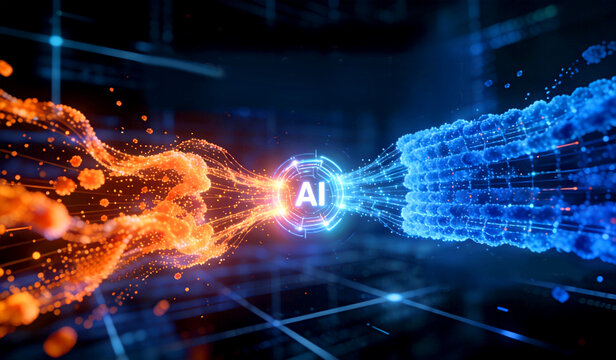 Future network data with a visual representation of advanced artificial intelligence ai