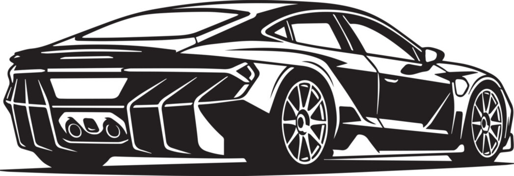Hypercar Rear View Silhouettes Modern Exotic Vector