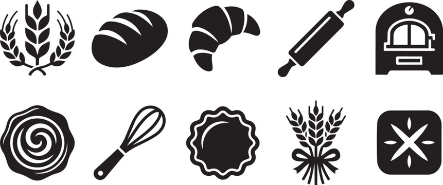 Bakery Icon Collection for Food and Baking