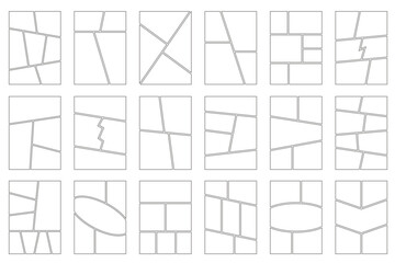 Plakat Manga frame template featuring comic book panels in vertical layout. Perfect for photo montage album design and creative storytelling artwork. Vector