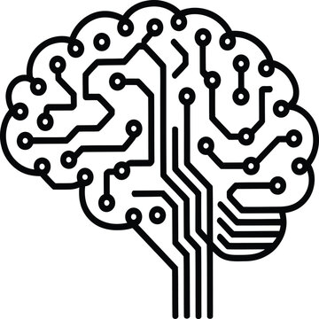 Brain icon featuring an integrated circuit pattern serves as a symbolic representation of artificial intelligence technology and advanced digital processing capabilities for modern software.