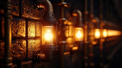 Fototapeta premium Phuangmany halloween steampunk haunted house with brass pipes mysterious atmosphere gigapixel detail