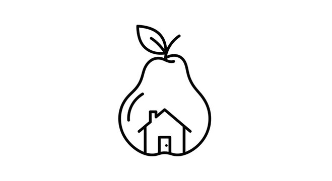 Minimalist Pear House Logo Icon - Organic Home Symbol