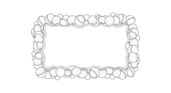 Hand-Drawn Border Frame of Bouncing Balls, Retro Style