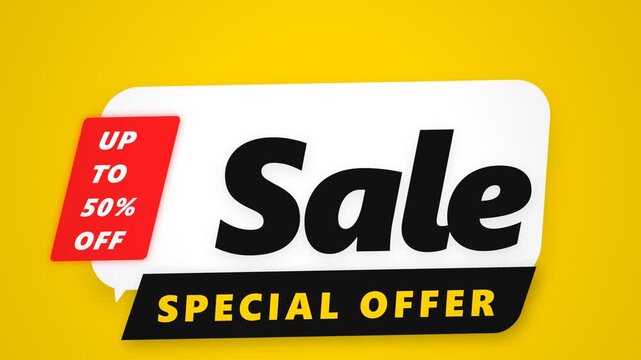 Bright Yellow Sale Sign With Special Offer Text.