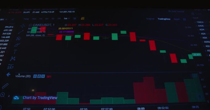 stock market graph on digital screen