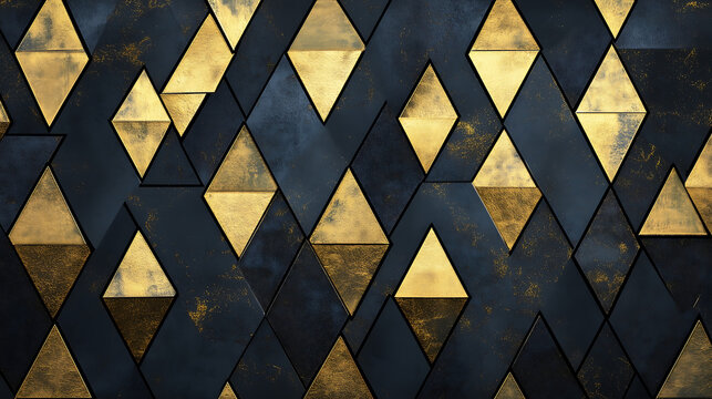 Geometric pattern with gold and black triangles.