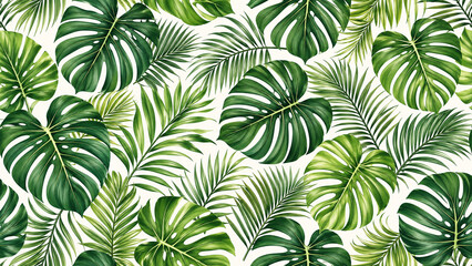 Fototapeta premium Tropical Leaves Seamless Pattern For Textile Design And Interior Decoration