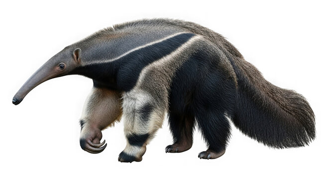 Giant anteater isolated on transparent background walking forward