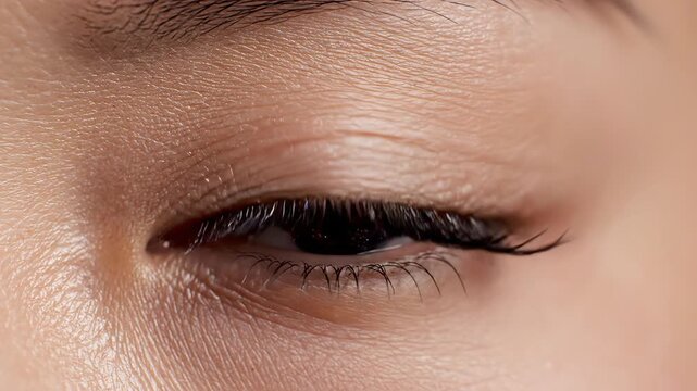 Closeup of human eye with galaxy pattern ideal for sleek commercial backgrounds and title sequences