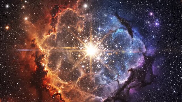 Cosmic nebula with star cluster emphasizing modern aesthetics and minimalist design