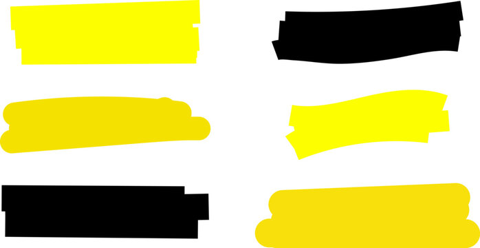 Highlighter line marker strokes lines. Hand drawn highlight set, marker lines. Marker pen highlight strokes.