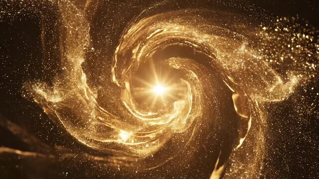 Golden swirling liquid with sparkles ideal for sleek commercial backgrounds and title sequences